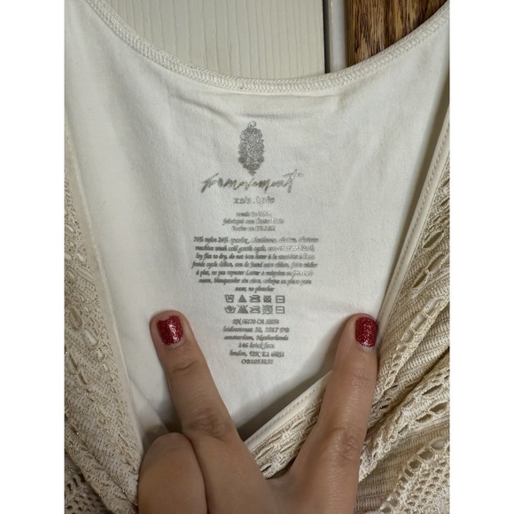 FREE PEOPLE Cream Fitted Crotchet Mini Dress Size XS - Picture 3 of 4